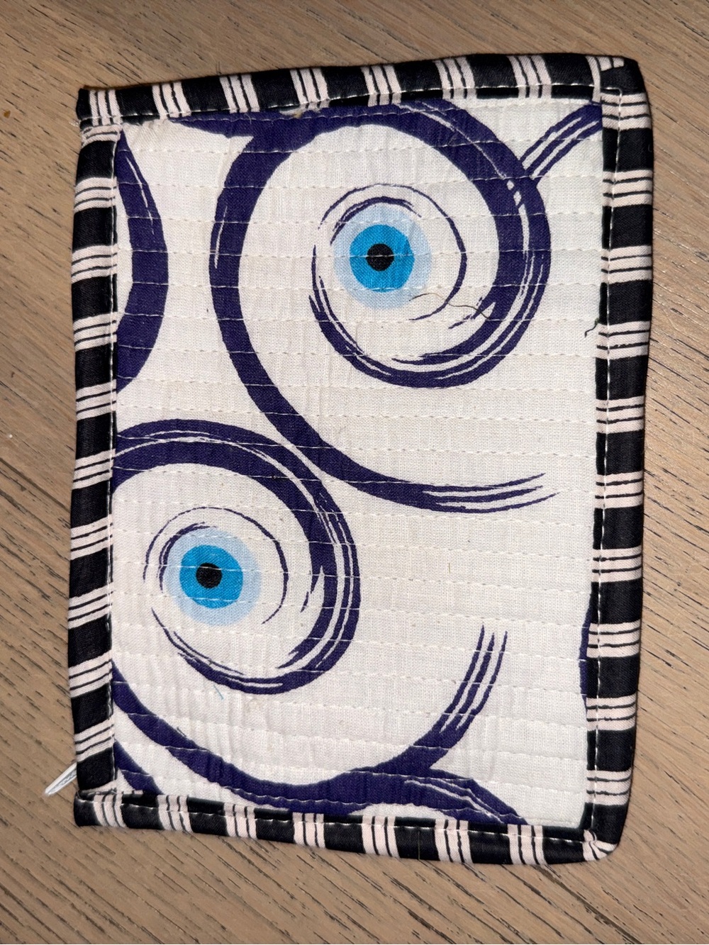 New & Handmade - White and Blue Swirl Quilted Home Accent Pouch
